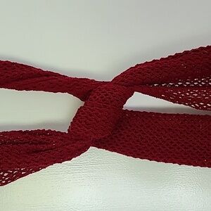 NWOT Hand Crafted crocheted scarf or shoulder wrap.  Burgandy. Approx.…